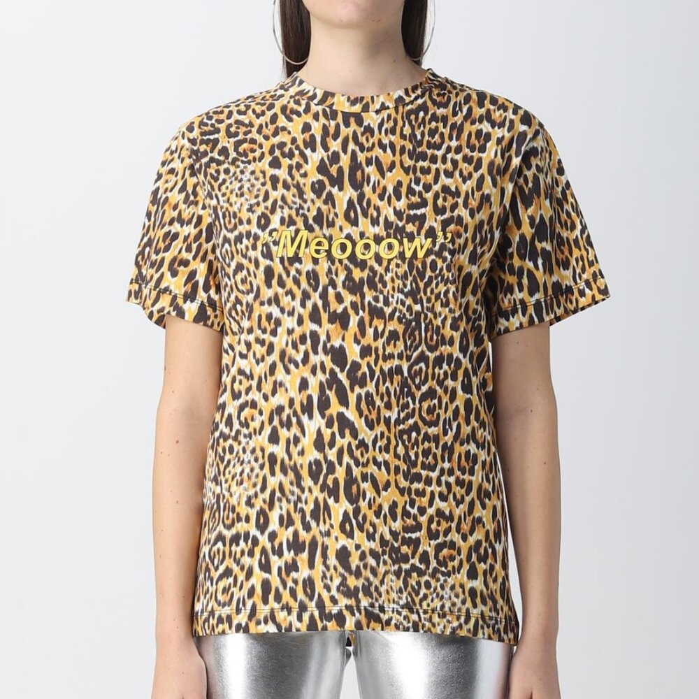 Paco Rabanne AW/22 Leopard-Print Cotton "Meooow" T-Shirt